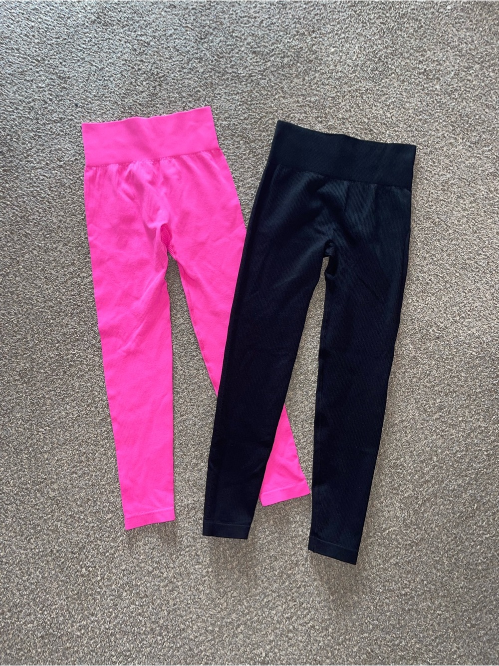 OQQ Active Leggings - Hot Pink & Black